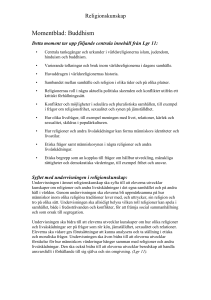 Religionskunskap Momentblad: Buddhism Detta moment tar upp f