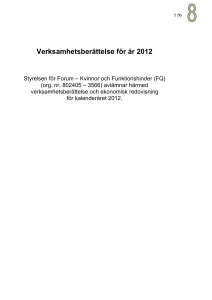 Verksamhetsberättelse för år 2012