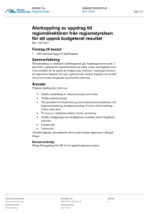 Återkoppling av uppdrag till regiondirektören från regionstyrelsen för
