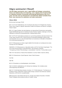 Högre seminariet i filosofi VT 2016