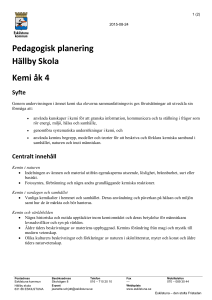 Pedagogisk planering Hällby Skola Kemi åk 4