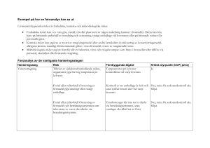 Exempel på hur en faroanalys kan se ut Livsmedelshygieniska