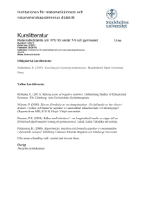 Kurslitteratur - Institutionen för matematikämnets och