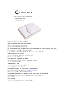ELEKTRISK FILT (BÄDDVÄRMARE) BRUKSANVISNING MODELL