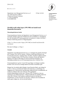 Beslut om särskild avgift för Oppenheim Asset Management Services