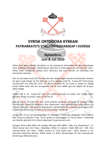 Nyhetsbrev Juni-Juli 2010