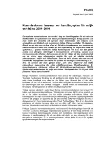Kommissionen lanserar en handlingsplan för miljö och hälsa 2004