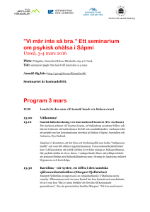 Vi mår inte så bra.” Ett seminarium om psykisk ohälsa i Sápmi