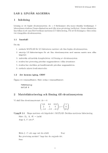 LAB 2. LINJÄR ALGEBRA 1 Inledning 2 Matrisfaktorisering
