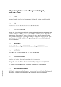 Bolagsordning för Coor Service Management Holding AB, org.nr