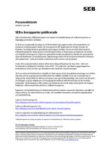 SEB:s årsrapporter publicerade