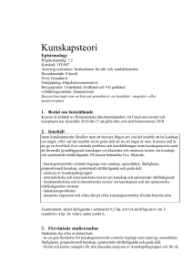 Kunskapsteori - Institutionen för idé- och samhällsstudier
