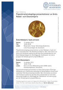 Populärvetenskapliga presentationer av årets Nobel