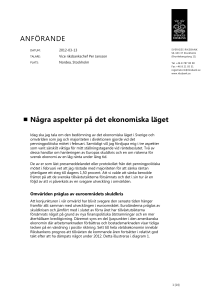 Några aspekter på det ekonomiska läget