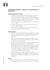 Checklista Socialtjänst - insatser i en akut situation vid partnervåld