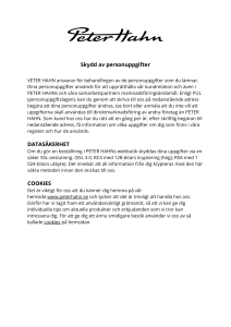 Skydd av personuppgifter DATASÄKERHET COOKIES