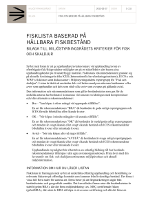 FISKLISTA BASERAD PÅ HÅLLBARA FISKBESTÅND