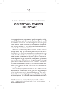 IDENTITET OCH ETNICITET – OCH SPRÅK?