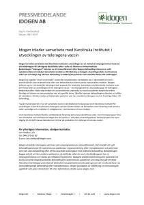 Idogen inleder samarbete med Karolinska Institutet i utvecklingen av
