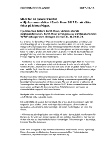 Släck för en ljusare framtid – Hjo kommun deltar i Earth Hour 2017
