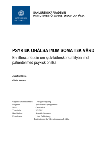 psykisk ohälsa inom somatisk vård - GUPEA