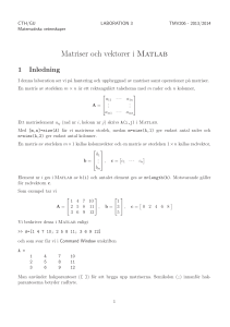 Matriser och vektorer i Matlab
