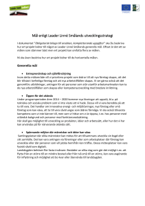 Mål enligt Leader Linné Smålands utvecklingsstrategi