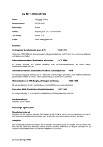 CV för Tomas Ehring