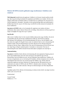 Motion till SSFK årsmöte gällande unga medlemmar i klubben som