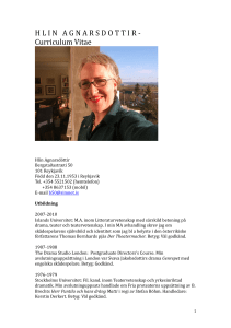 Curriculum Vitae - Hlín Agnarsdóttir