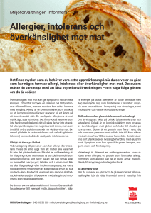 Allergier, intolerans och överkänslighet mot mat