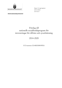 Förslag till nationellt socialfondsprogram för investeringar och