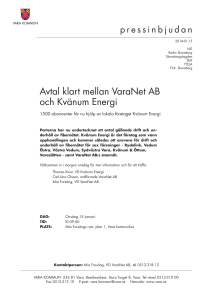 Avtal klart mellan VaraNet AB och Kvänum Energi
