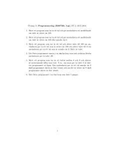 Övning 3 i Programmering (E007503, 1sp), ET-2, 2015