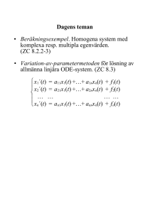 Dagens teman • Beräkningsexempel. Homogena system med