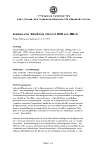 Kommentardel till inriktning Historia (LHI110 och LHI220)