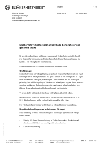 Elsäkerhetsverket föreslår att beviljade behörigheter ska gälla tills