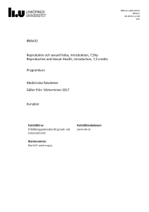 8BAA31 Reproduktiv och sexuell hälsa, introduktion, 7,5hp