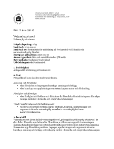 Vetenskapsteori - Teknisk-naturvetenskaplig fakultet