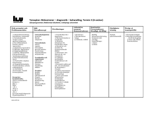 Temaplan: Mekanismer – diagnostik – behandling, Termin 3 (6 veckor)