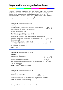 Några enkla andragradsekvationer