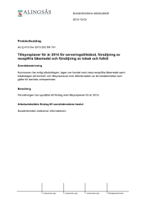 Tillsynsplaner för år 2014 för serveringstillstånd, försäljning av