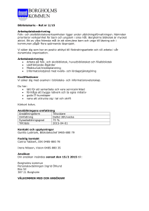 Bibliotekarie - Ref.nr 2/15 Arbetsplatsbeskrivning Folk