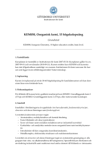 KEM050, Oorganisk kemi, 15 högskolepoäng