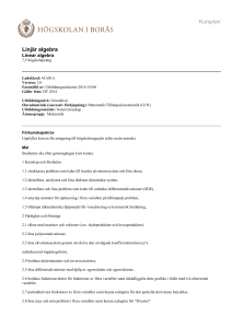 Kursplan Linjär algebra