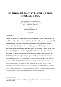 En pragmatisk analys av begreppet a priori