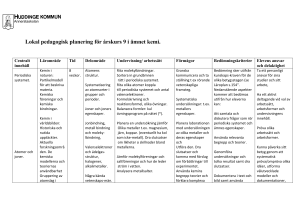 Lokal pedagogisk planering för årskurs 9 i ämnet kemi.