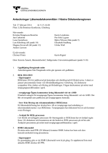 Anteckningar Läkemedelskommittén i Västra Götalandsregionen