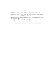 ( −→ OA + −−→ OB) så är M mittpunkt på sträkan AB. 2.5. Visa att om