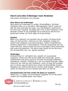 Diarré och/eller kräkningar inom förskolan
